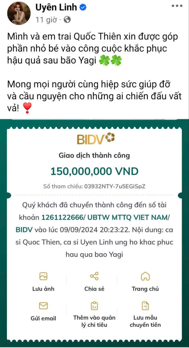 Hà Hồ, Quỳnh Lương và nhiều nghệ sĩ Việt góp tiền, nơi ở hỗ trợ đồng bào bị ảnh hưởng bởi siêu bão Yagi - Ảnh 3.